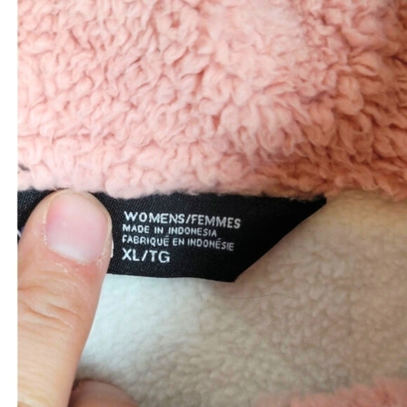 The North Face Rosie Sherpa Pullover Jacket in Mauve/Cream, sz XL - Picture 5 of 16
